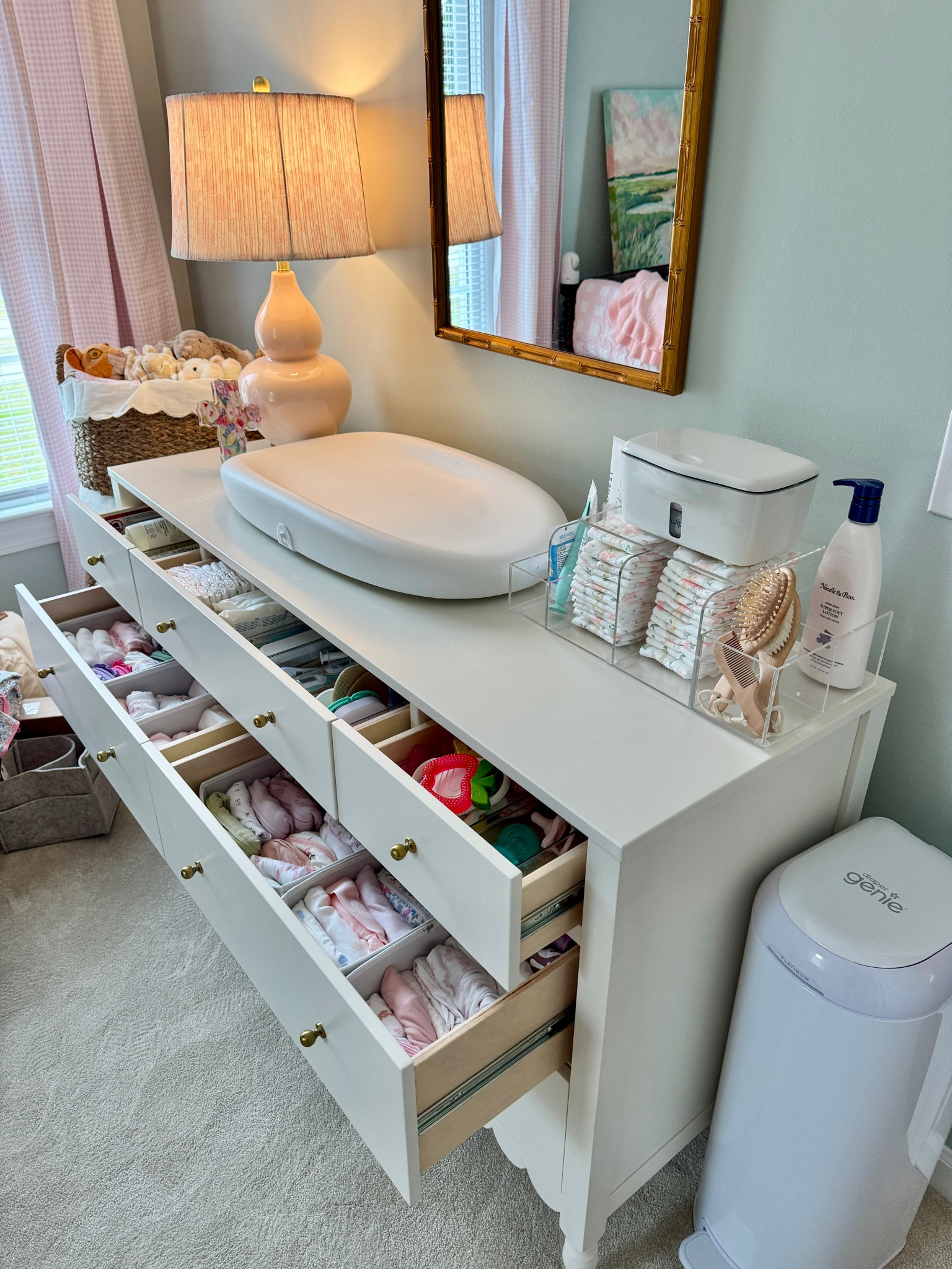 Nursery dresser organization 

#LTKHome #LTKBaby #LTKStyleTip