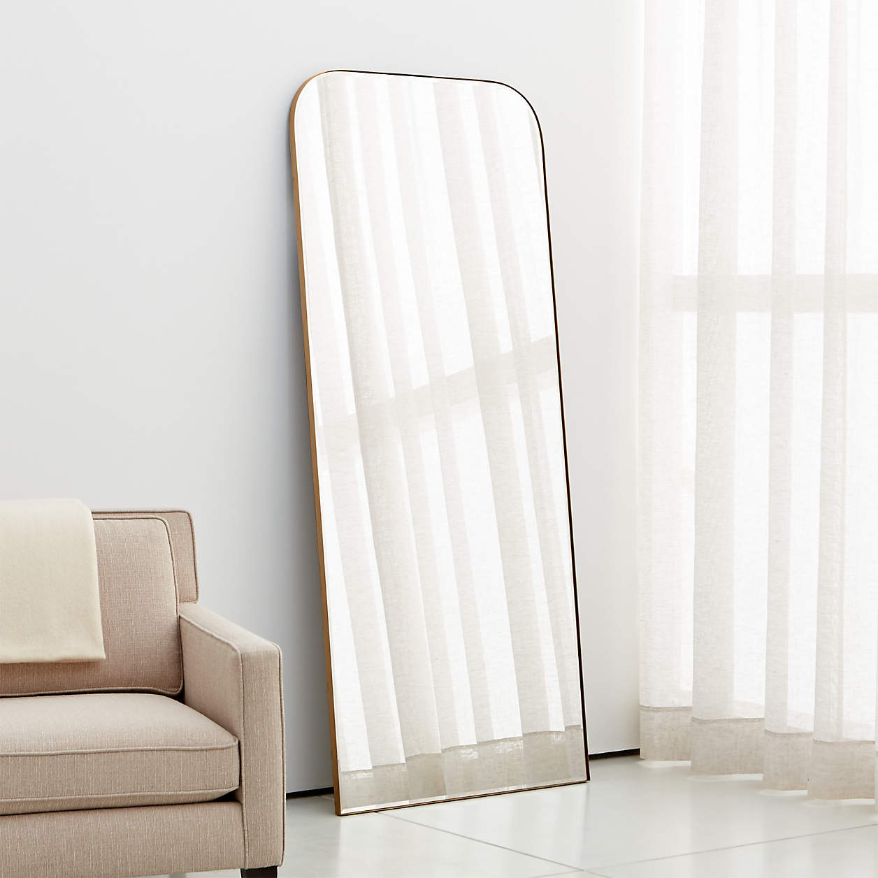 Edge Walnut Arch Floor Mirror + Reviews | Crate & Barrel | Crate & Barrel