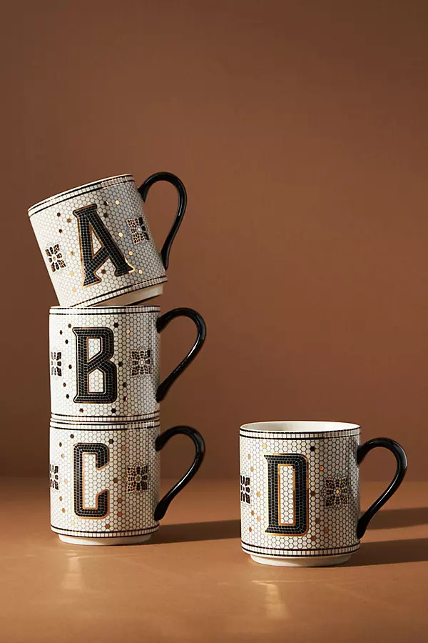 Bistro Tile Stoneware Mug: Monogram Edition | Anthropologie (US)