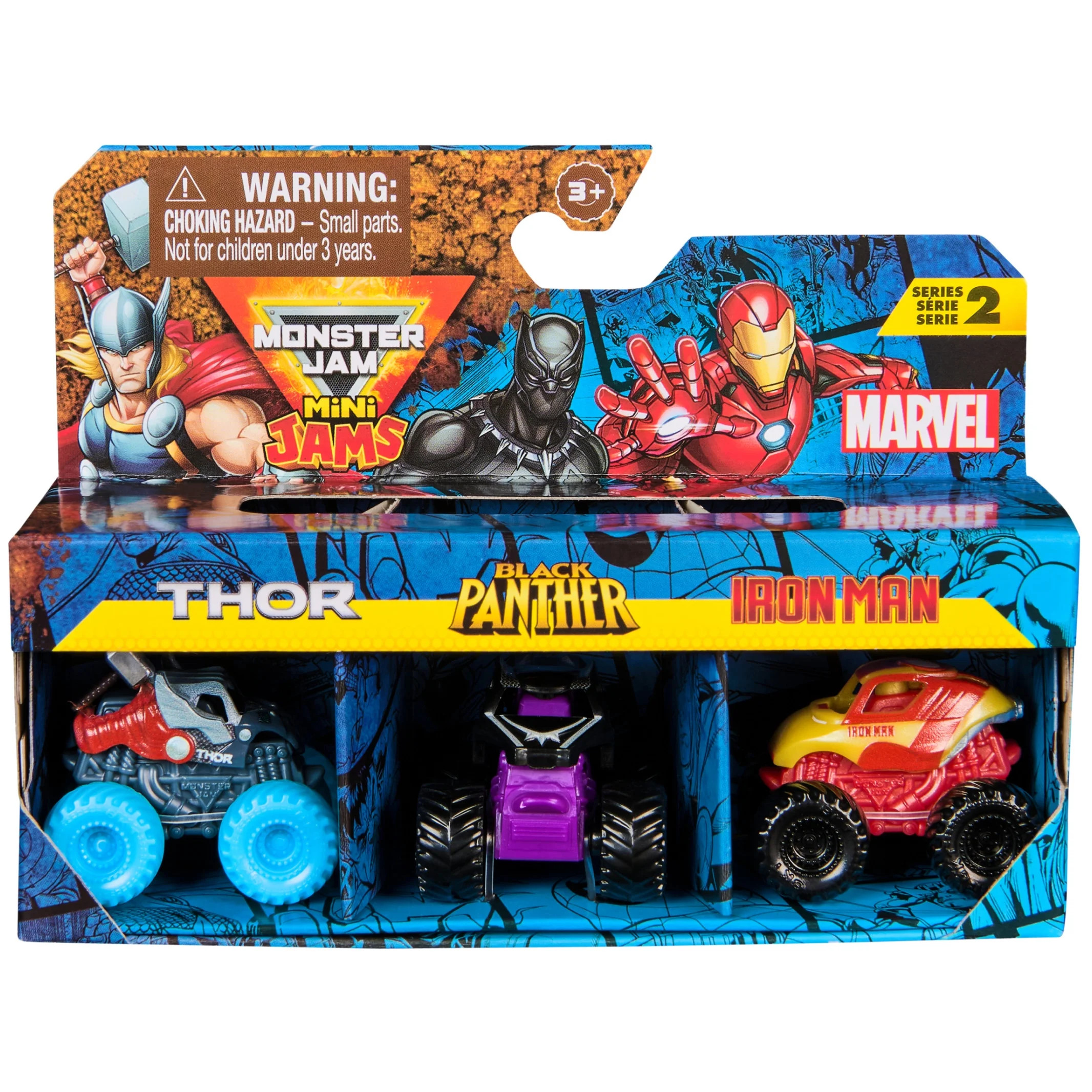 Monster Jam, Marvel Mini 1:87 Scale Monster Truck 3-Pack (Thor, Black Panther, Iron Man) | Walmart (US)