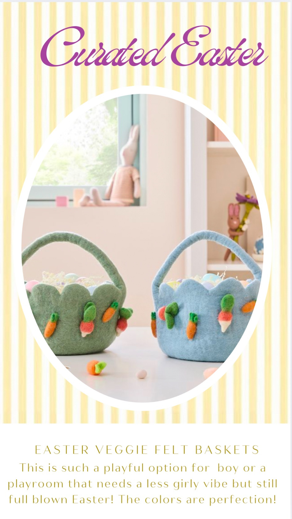 Playroom perfection with these adorable Easter veggie felt baskets! Such a fun Easter basket option for little boy! Easter baskets, Easter for boy, toddler boy Easter, Easter basket decor, Easter, spring decor, kid Easter, playroom decor, spring playroom decor 

#LTKHome #LTKFamily #LTKKids