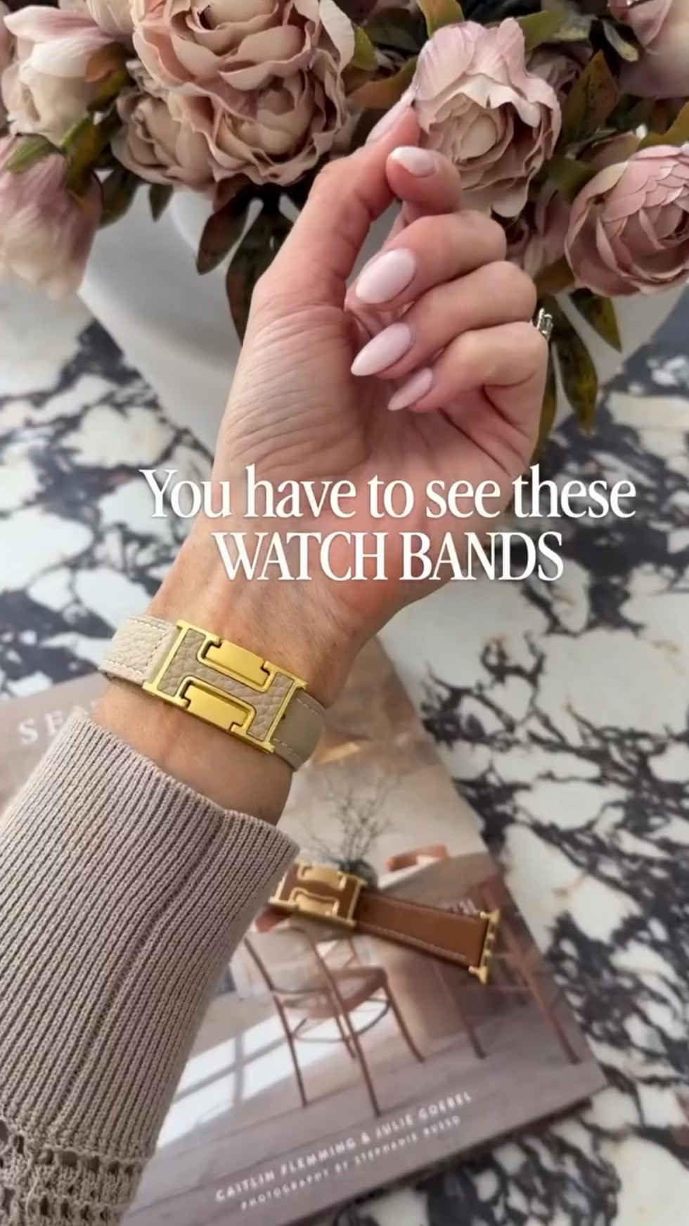 These H leather Apple Watch bands fit any size face!! Total look for less that has been a top seller for months 😍