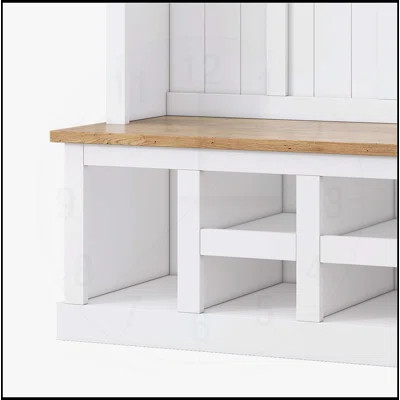 Farmhouse Wooden Style 78''H Modern Hall Tree with Wide Storage Seating Bench, Entryway Shoe Cabinet with 13 Compartments, Elegant Coat Rack with 6 Ho | Wayfair North America