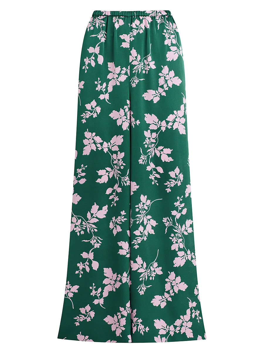 Women's The Effortless Floral Elasticized Wide-Leg Pants - Emerald Floral - Size XS | Saks Fifth Avenue