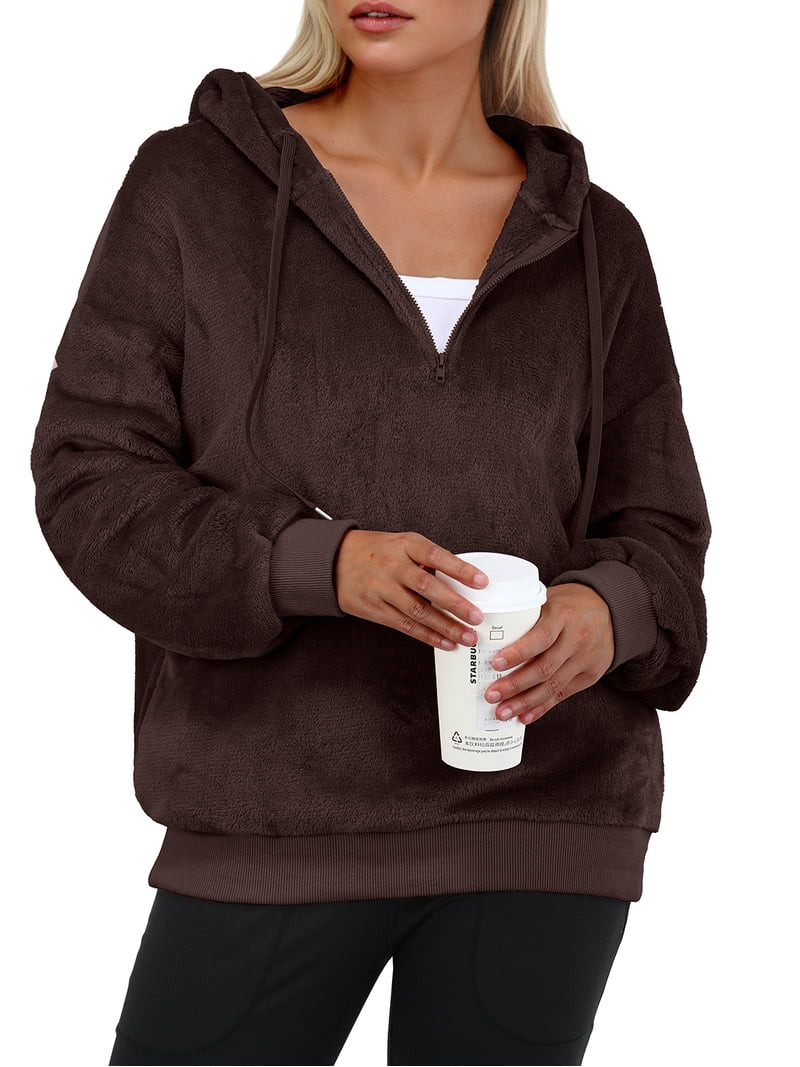 Cueply Hoodies for Women Fleece Half Zip Pullover Tops Fall Winter Hooded Sweatshirt Jacket Coat ... | Walmart (US)