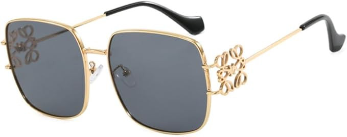 Womens Sunglasses – Designer Square & Oval Frames, Luxury Metal Floral Big Sunglasses, UV400 Pr... | Amazon (US)