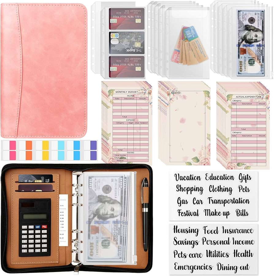 Budget Binder with Zipper Envelopes, Cash Envelopes for Budgeting with Planner A6 Binder & Calcul... | Amazon (US)