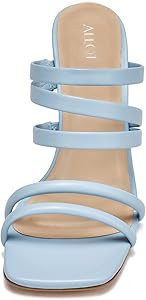 ALLOT Womens Heeled Sandals Strappy Square Open Toe Mid Block Heel Comfy Pump Sandals High Heels ... | Amazon (US)