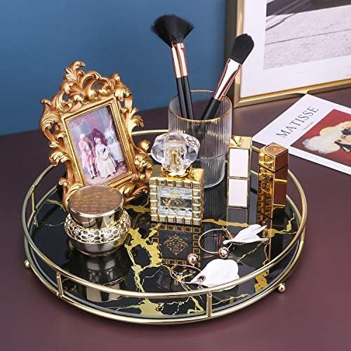 ZosenleyMakeup Organizer Tray, Decorative Glass Vanity Tray for Perfume, Jewelry and Décor, Round Co | Amazon (US)