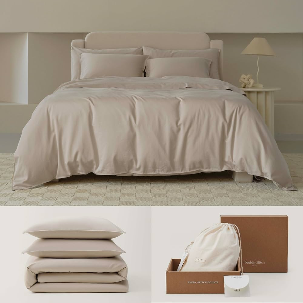 Double Stitch by Bedsure Cotton Tencel Duvet Cover Set - Luxe Duvet Cover Queen Soft, Textured Be... | Amazon (US)