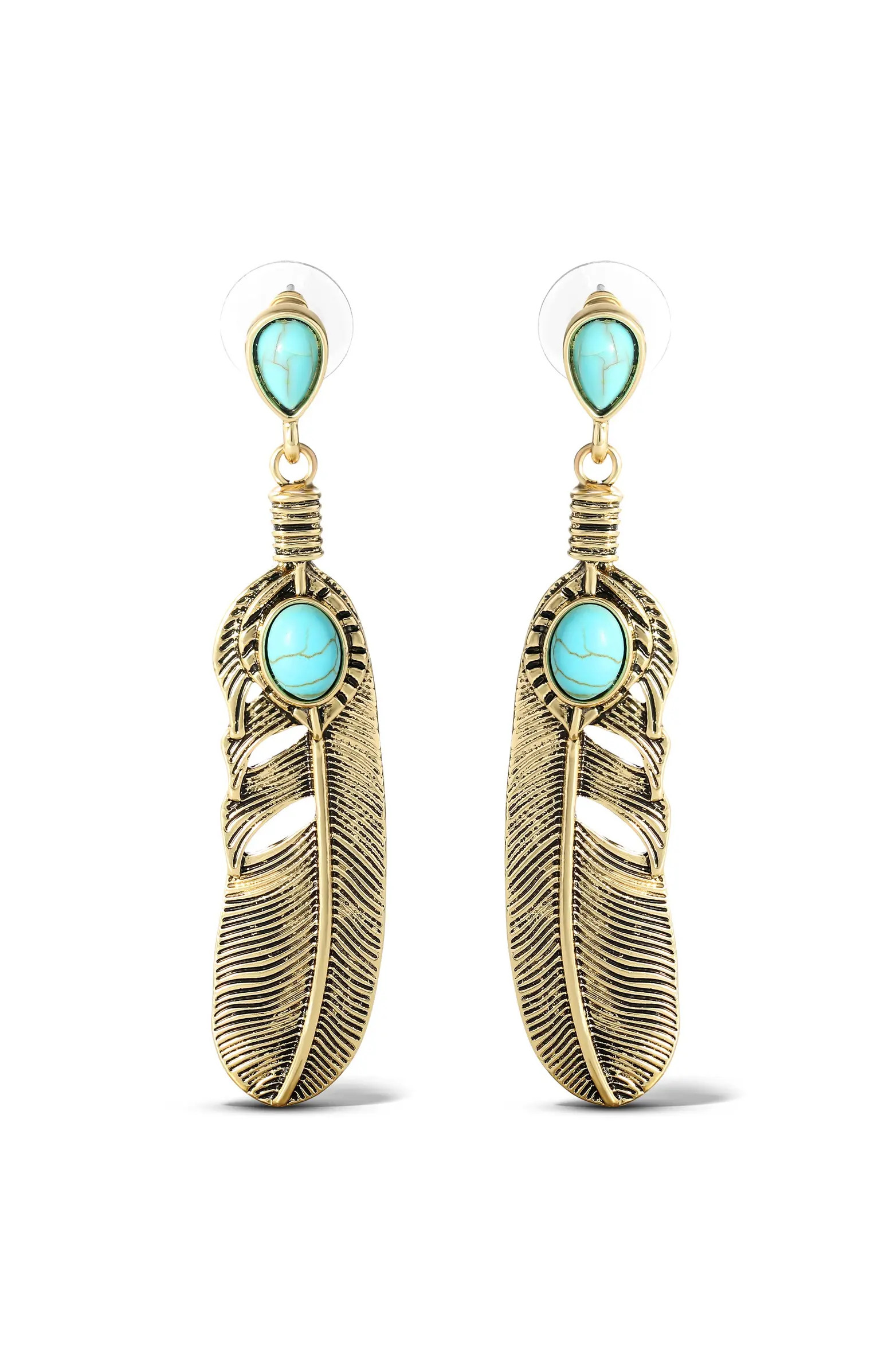 Jessica Simpson Stone Feather Drop Earrings | Nordstrom | Nordstrom