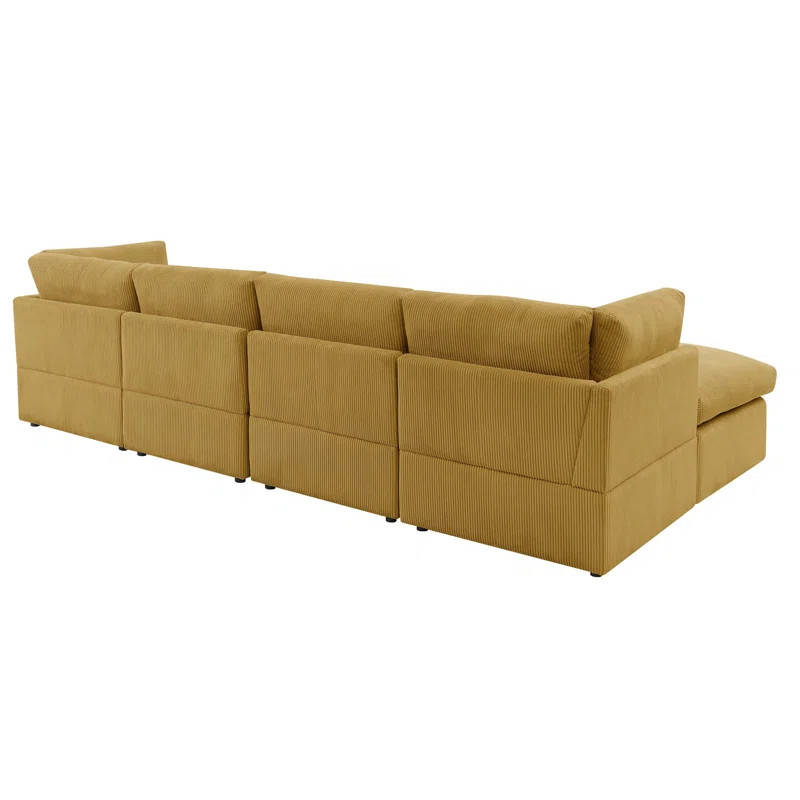 Annai 129" Wide Corduroy Reversible/Symmetrical Modular Sectional | Wayfair North America