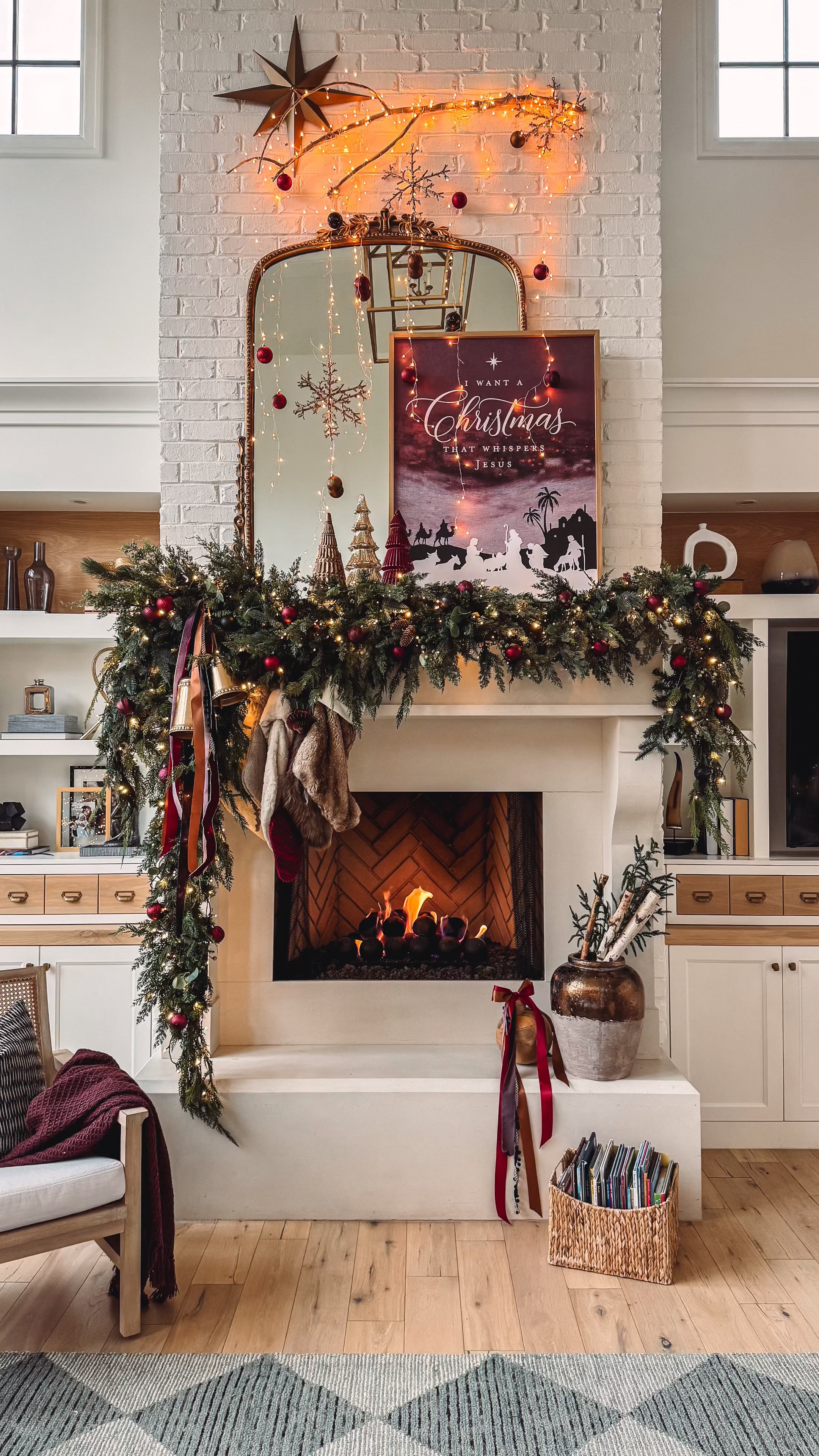 Asymmetrical garland for my Christmas mantle. There are 2 types of garland on my mantle- faux cedar and a multi prelit garland. Both on sale right now! 

I add the wire twinkling lights for extra glow. 

I use these command straps to secure my garland to my cast stone mantle. 

#LTKSaleAlert #LTKHome #LTKHoliday