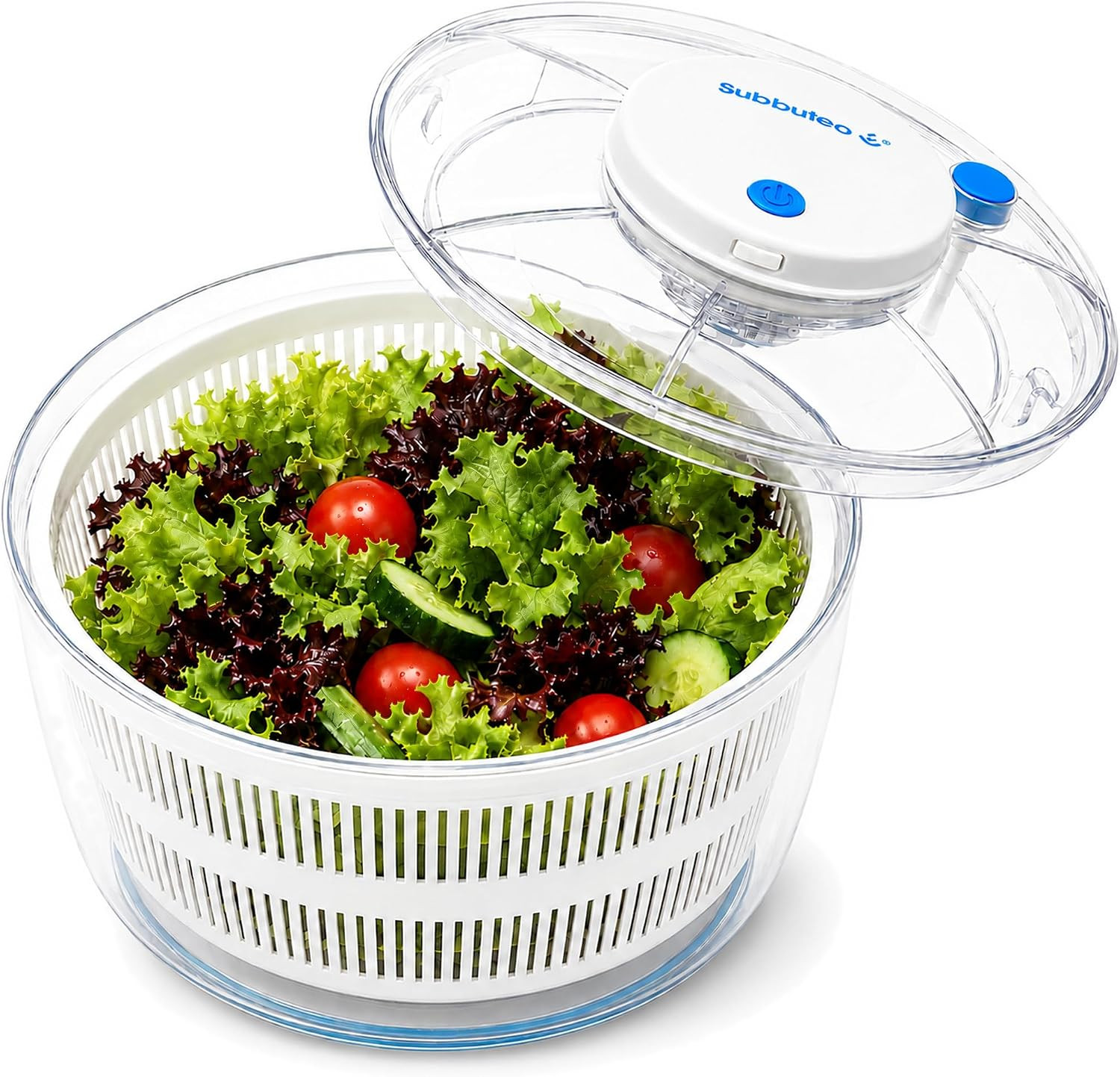 Electric Round Salad Spinner 4Qt – Hands-Free Drying with Large Capacity, Stable Balanced Spinning for Crisp Greens | Amazon (US)