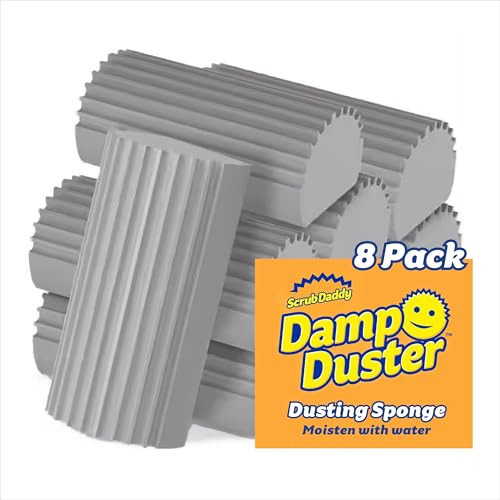 Scrub Daddy Damp Duster Dusting Sponges (8 Count) - Dust Remover for Household Cleaning - Duster for Vents, Railings & Blinds - Reusable Baseboard Cleaner | Amazon (US)