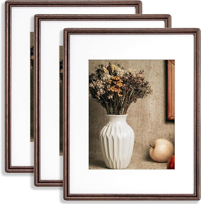 11X14 Picture Frame Set of 3, Natural Solid Walnut Wood Frame with High Tempered Glass, Handcraft... | Amazon (US)