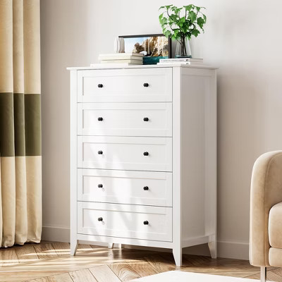 5 Drawer Dresser for Bedroom, Tall Dresser with Deep Drawers & Metal Knobs, Modern Wooden Chests of Drawers for Entryway, Hallway | Target