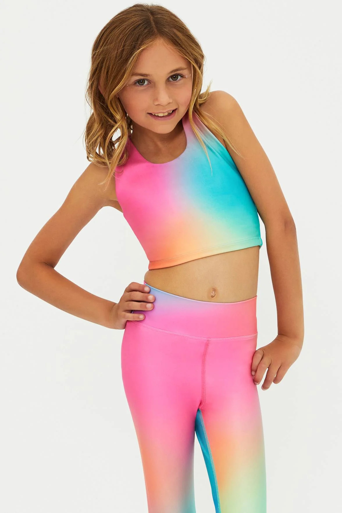 Little Clementine Top Strawberry Sunset Ombre | Girls Colorful Active Top | Beach Riot | Beach Riot