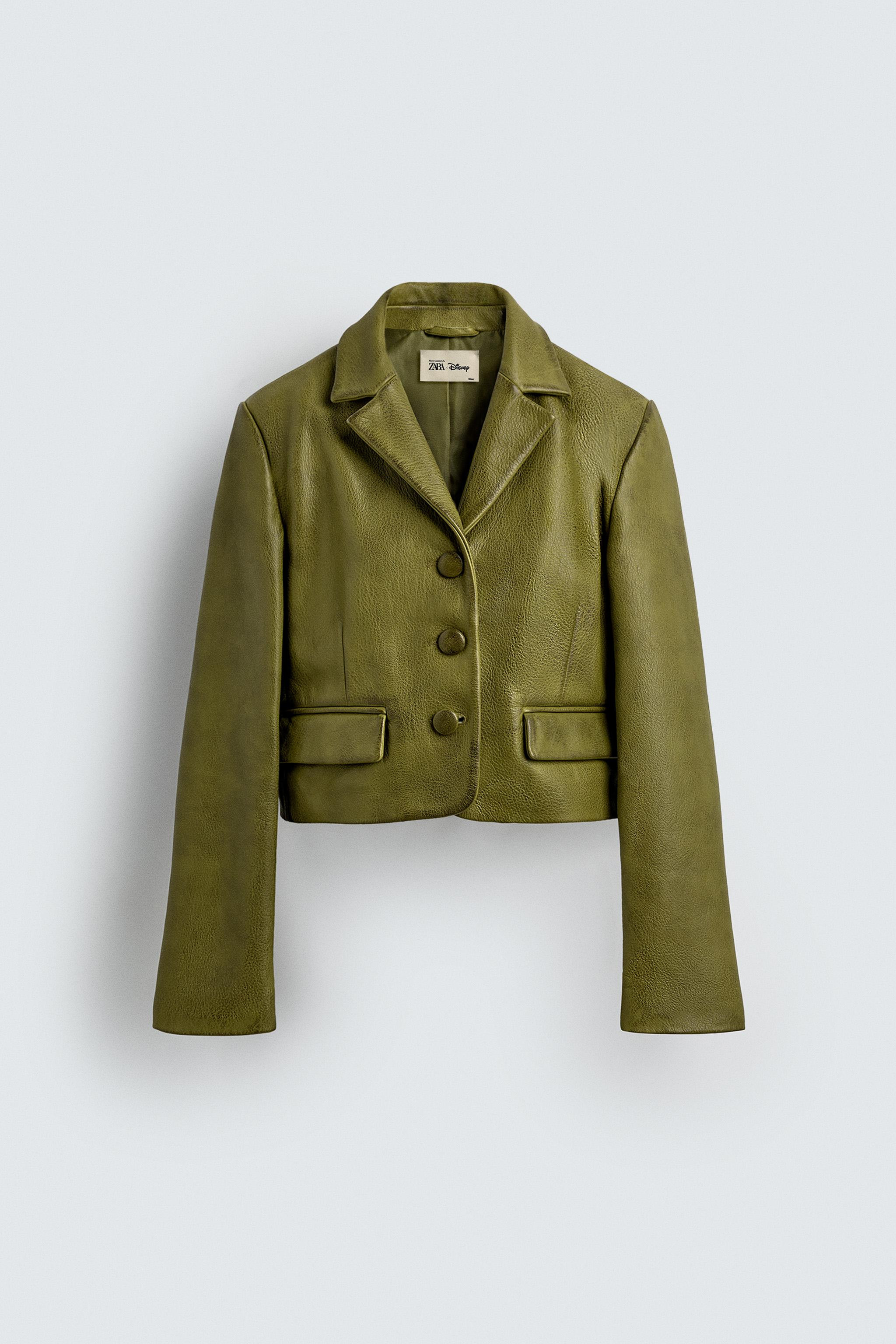 CROPPED FIT LEATHER BLAZER HARRY LAMBERT FOR ZARA X DISNEY | Zara UK