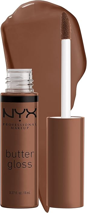 NYX PROFESSIONAL MAKEUP Butter Gloss Brown Sugar, Non-Sticky Lip Gloss - Fudge Me (Warm Brown) | Amazon (US)