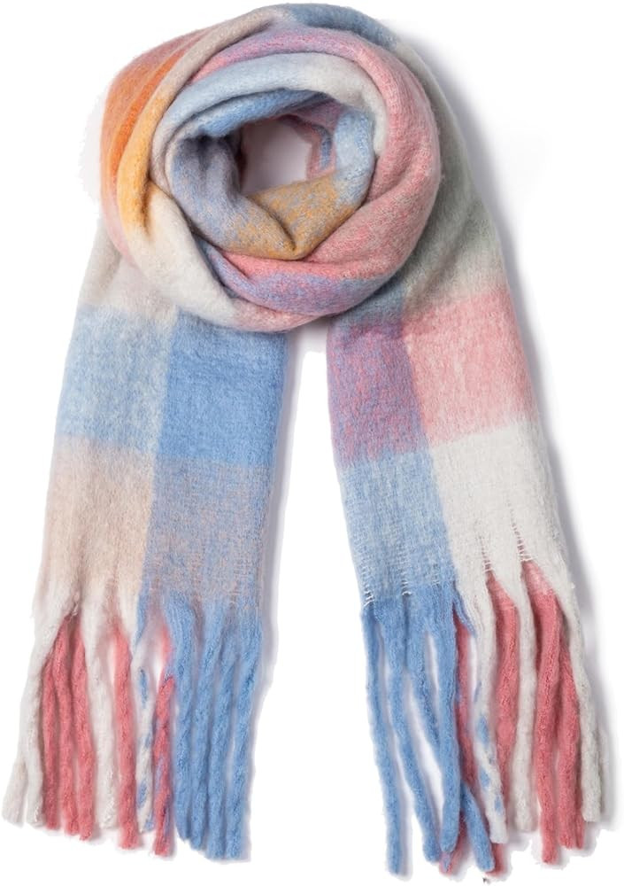 TUSHUSTY Winter Women Chunky Scarf Warm Blanket Big Thick Large Oversized Wrap Colorful Long Soli... | Amazon (US)