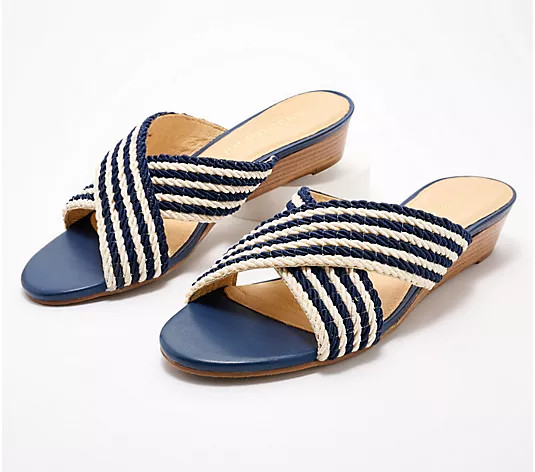 Jack Rogers Rope Dolphin Mini-Wedge Slide Sandals - QVC.com | QVC