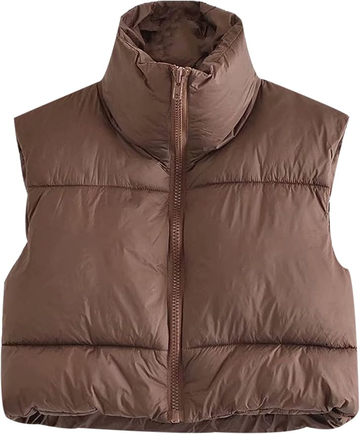 UANEO Womens Zip Up Stand Collar Sleeveless Padded Cropped Puffer Vest | Amazon (US)
