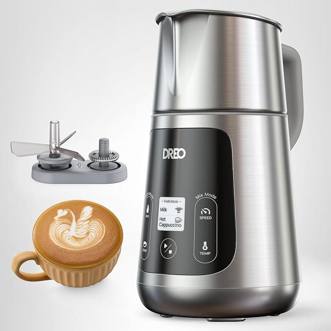 Dreo Milk Frother [Upgraded], All-in-1 Electric Foam Maker for Coffee, 15oz/450ml Automatic Foam ... | Amazon (US)