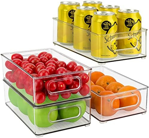 JuneHeart Refrigerator Organizer Bins, Set of 4 Fridge Storage Bins with Handles for Freezer, Kit... | Amazon (US)