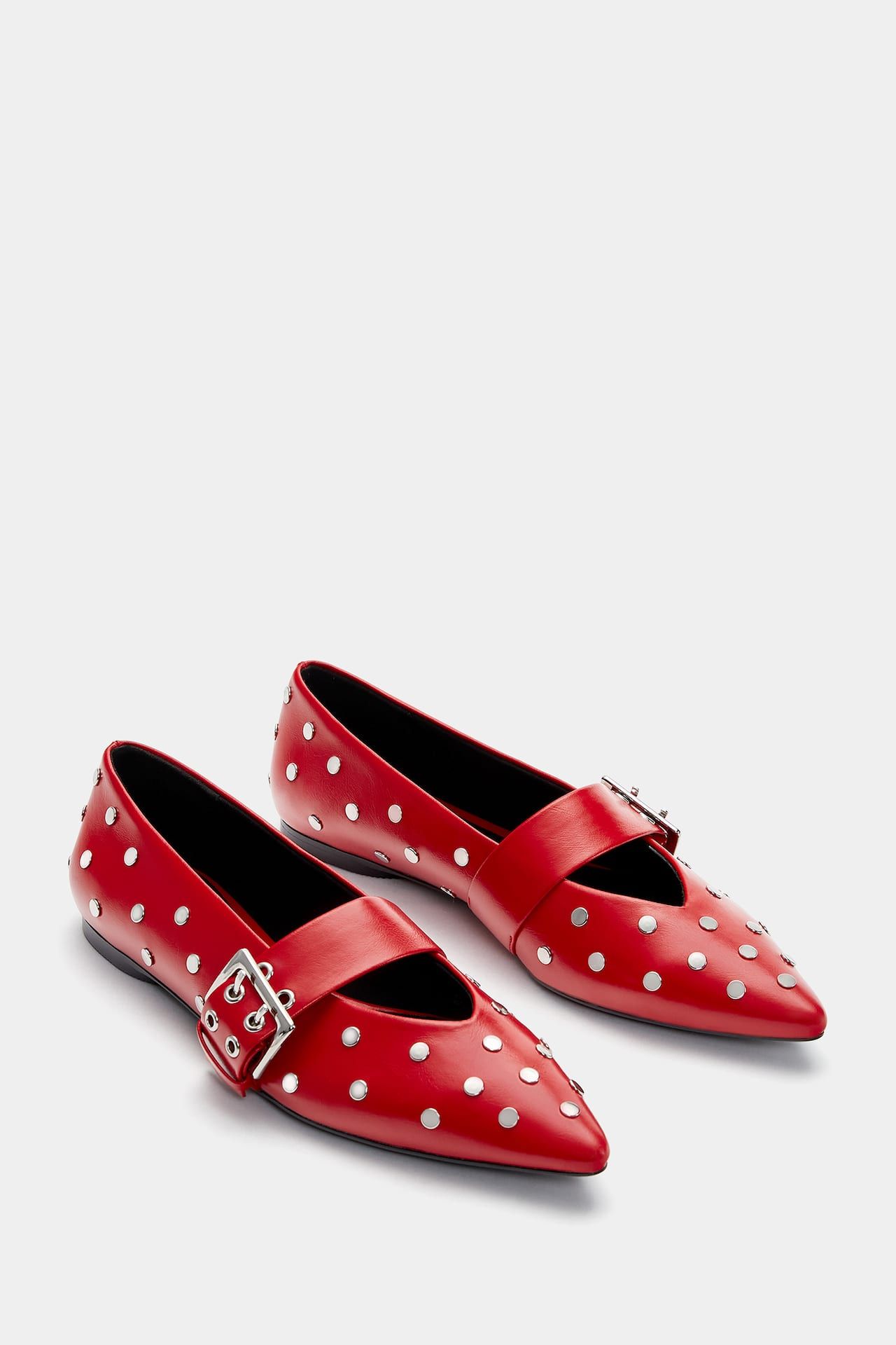 Ballet flats with studs and buckle detail | PULL and BEAR UK
