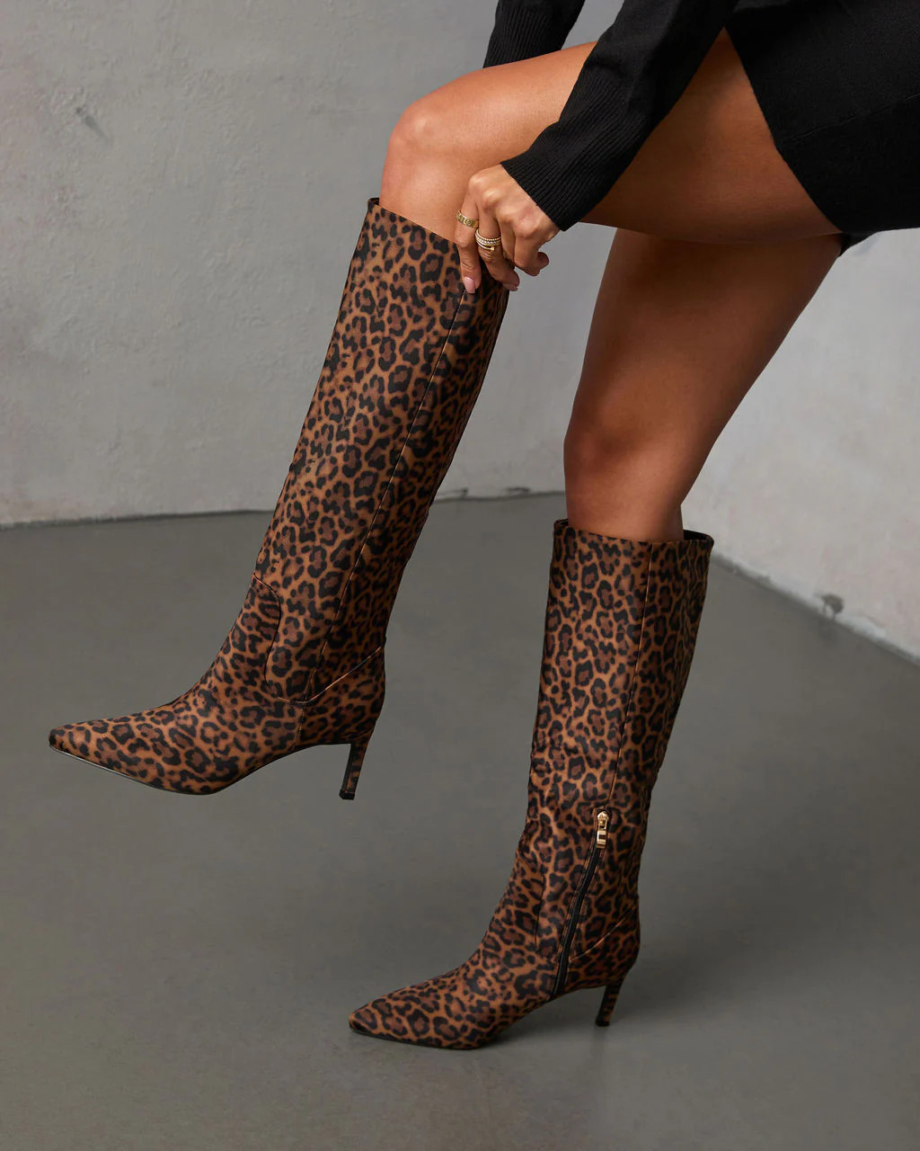 Golden Fig Leopard Print Knee High Boots | VICI