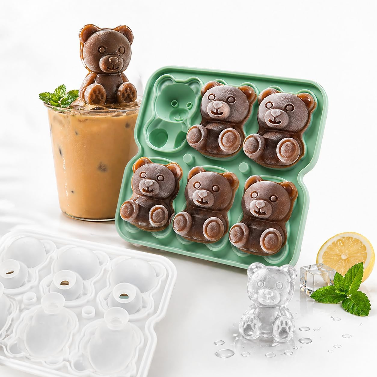 Bear Ice Cube Tray Mold - Cute Fun Whiskey Ice Molds Gifts for Women Men | 3D Bear Shape Cute Ice Molds for Whiskey Bourbon, 4-Hole Large Fun Shapes Funny Gifts, for Animals Lovers Women Men | Amazon (US)