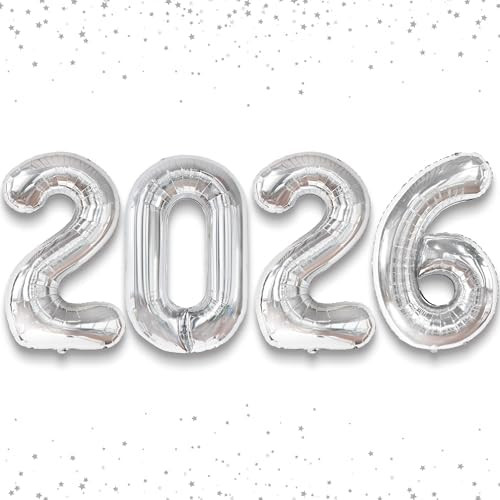 KatchOn, Giant Silver 2026 Balloons - 42 Inch | New Year Balloons | 2026 Balloon Numbers | Silver... | Amazon (US)