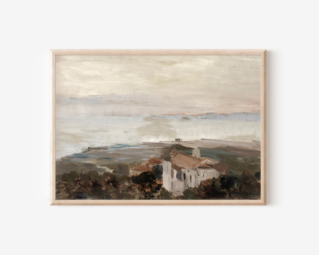 Muted European Coastal Painting Warm Neutral Tones Vintage Wall Art Digital PRINTABLE Download 19... | Etsy (US)