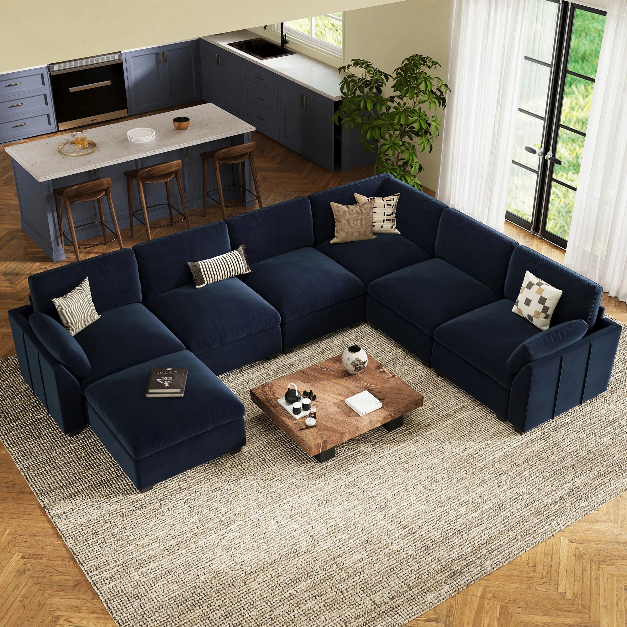 Caryn Corduroy 137.8 Inch Large U Shaped Couch Modular Sofa | Wayfair North America