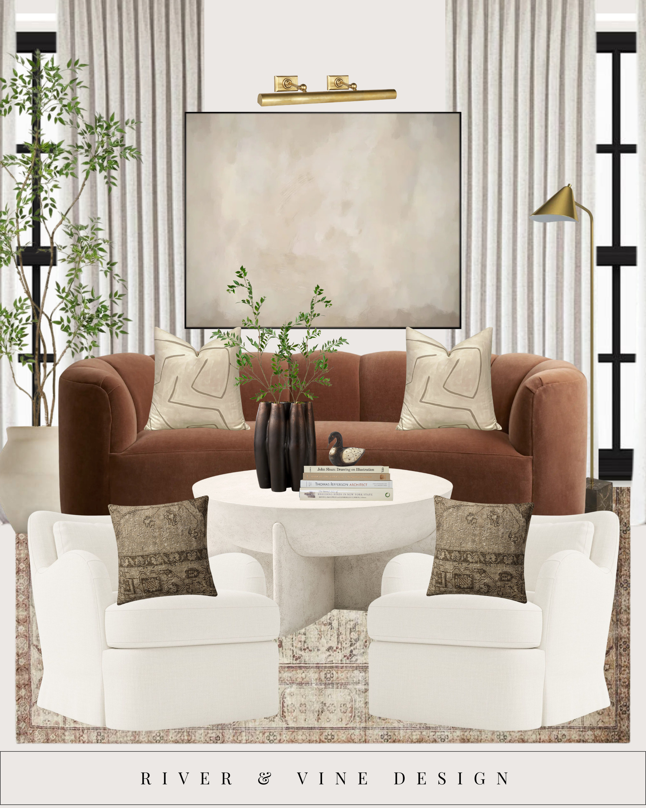 This layout is all about balance and conversation.

A grounded sofa anchors the room, while two swivel chairs keep the space flexible and inviting — perfect for turning toward the coffee table or the sofa without breaking the flow. The round pedestal table softens all the straight lines and creates a natural pause point at the center of the room.

I love mixing structured upholstery with softer silhouettes here. It keeps the setup feeling intentional but still relaxed — the kind of living room that’s designed to be used, not just looked at.

Everything in this space is linked for easy sourcing 🤍 

 #LTKHome