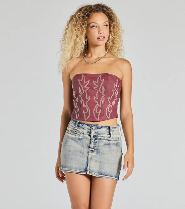 Western Babe Strapless Lace-Up Cowboy Corset Top | Windsor Stores