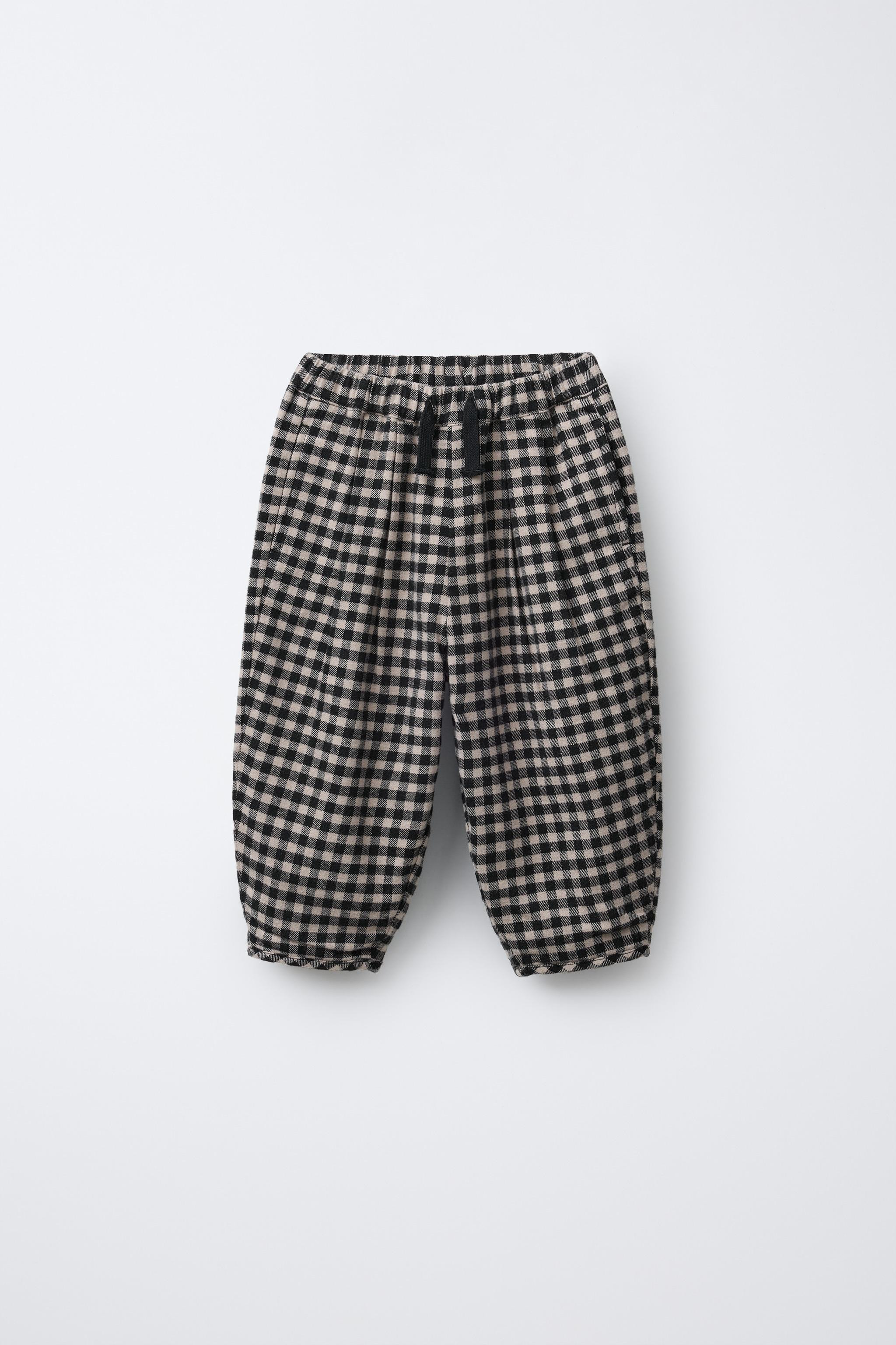 BAGGY GINGHAM PANTS | Zara Canada