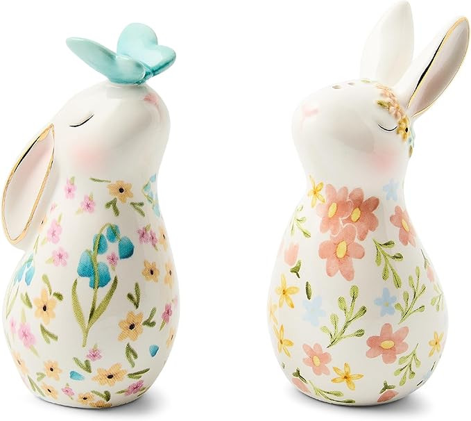 MACKENZIE-CHILDS Set of 2 Ceramic Salt and Pepper Shakers, Kitchen Table Accessories, Posie Patch... | Amazon (US)