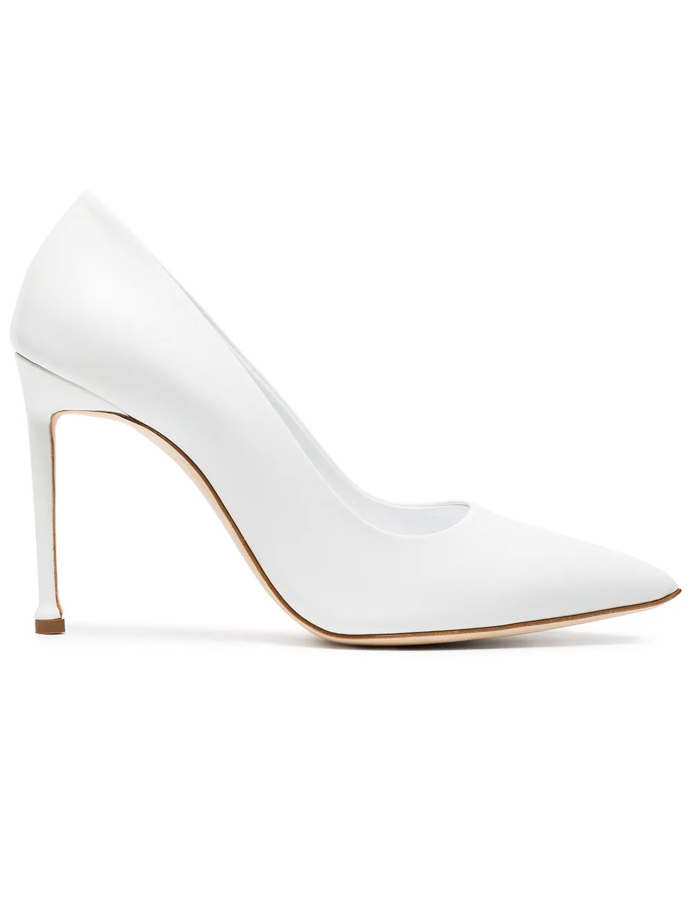 Manolo Blahnik white Biro 105 leather pumps | FarFetch Global