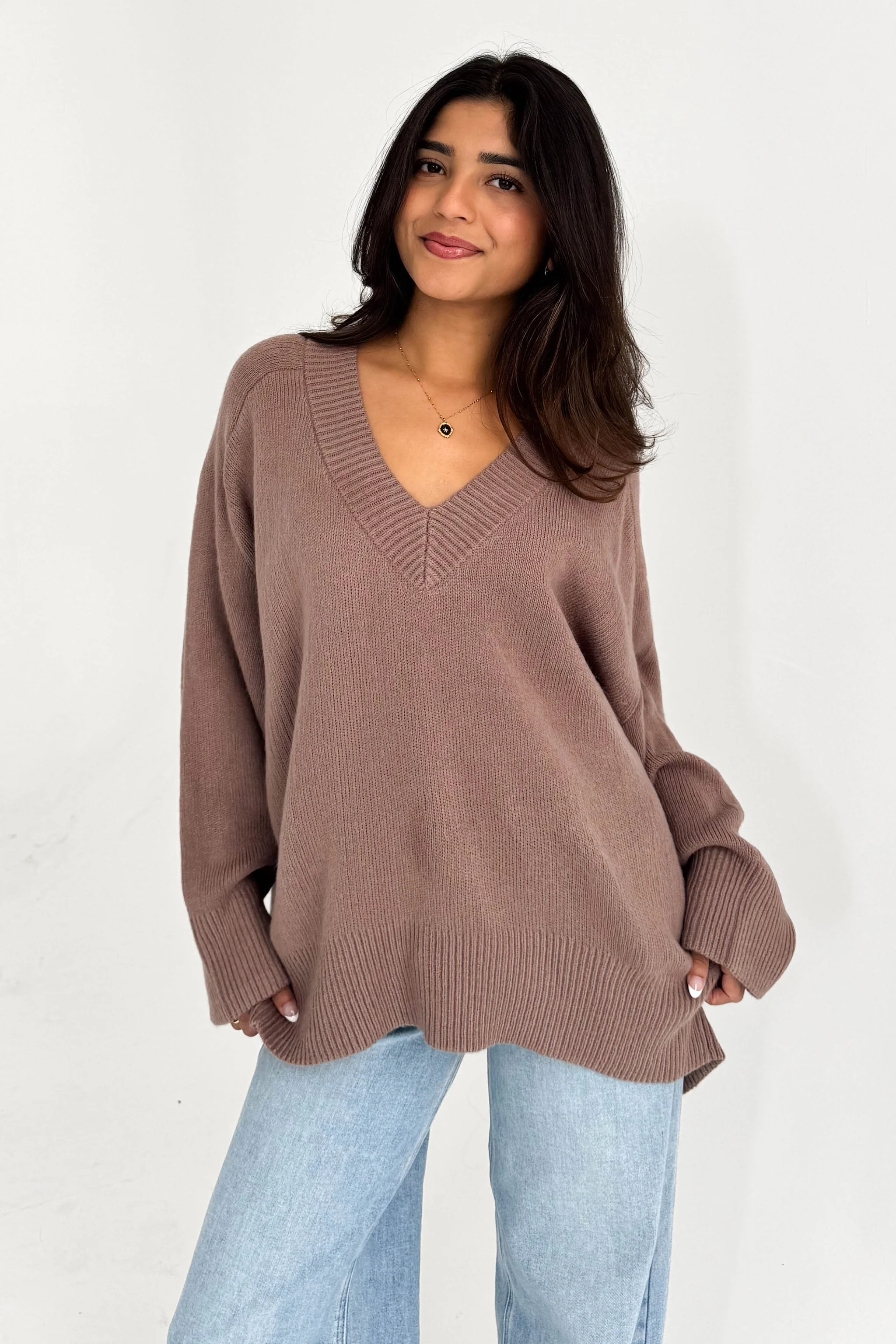 Thoughts Of You Sweater in Dark Taupe | Grey Bandit