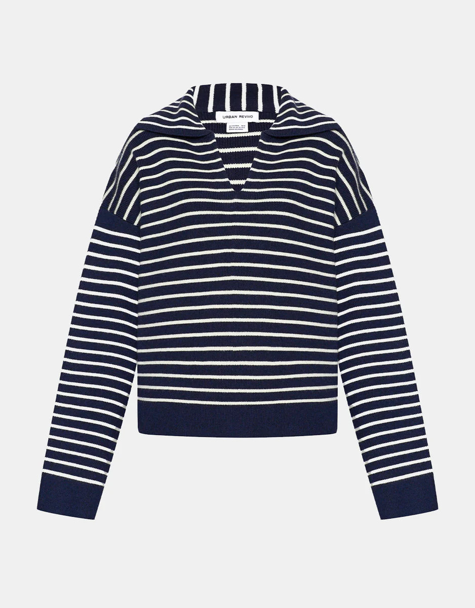 Striped Drop Shoulder Sweater | Urban Revivo