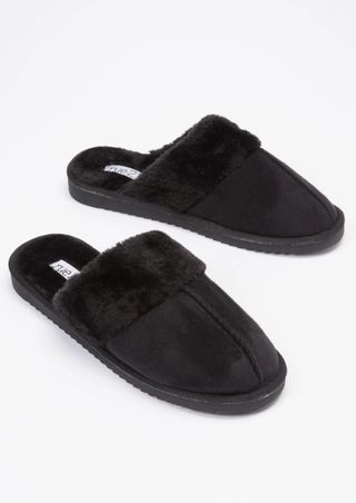 Black Faux Fur Slippers | rue21