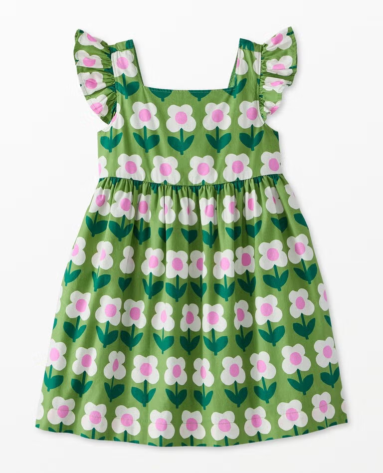 Ruffle Sleeve Poplin Dress with Pockets | Hanna Andersson