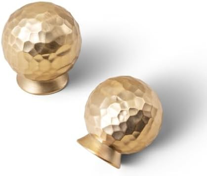 6 Pack Champagne Bronze Cabinet Knobs, Modern Hammered Ball Drawer Pulls, Solid Zinc Alloy Round ... | Amazon (US)
