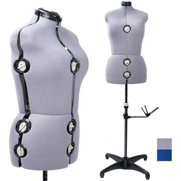 GEX Gray Female Fabric Adjustable Mannequin Dress Form for Sewing Women's Mannequin Body Torso wi... | Walmart (US)