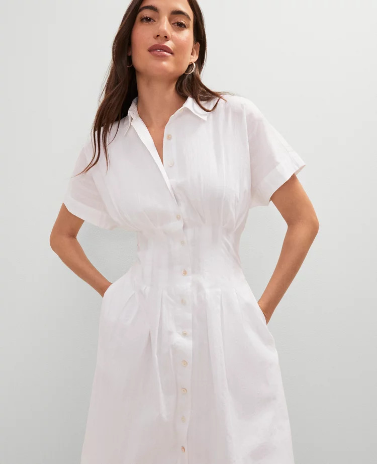 Weekend Collection Pleated Midi Shirtdress | Ann Taylor | Ann Taylor