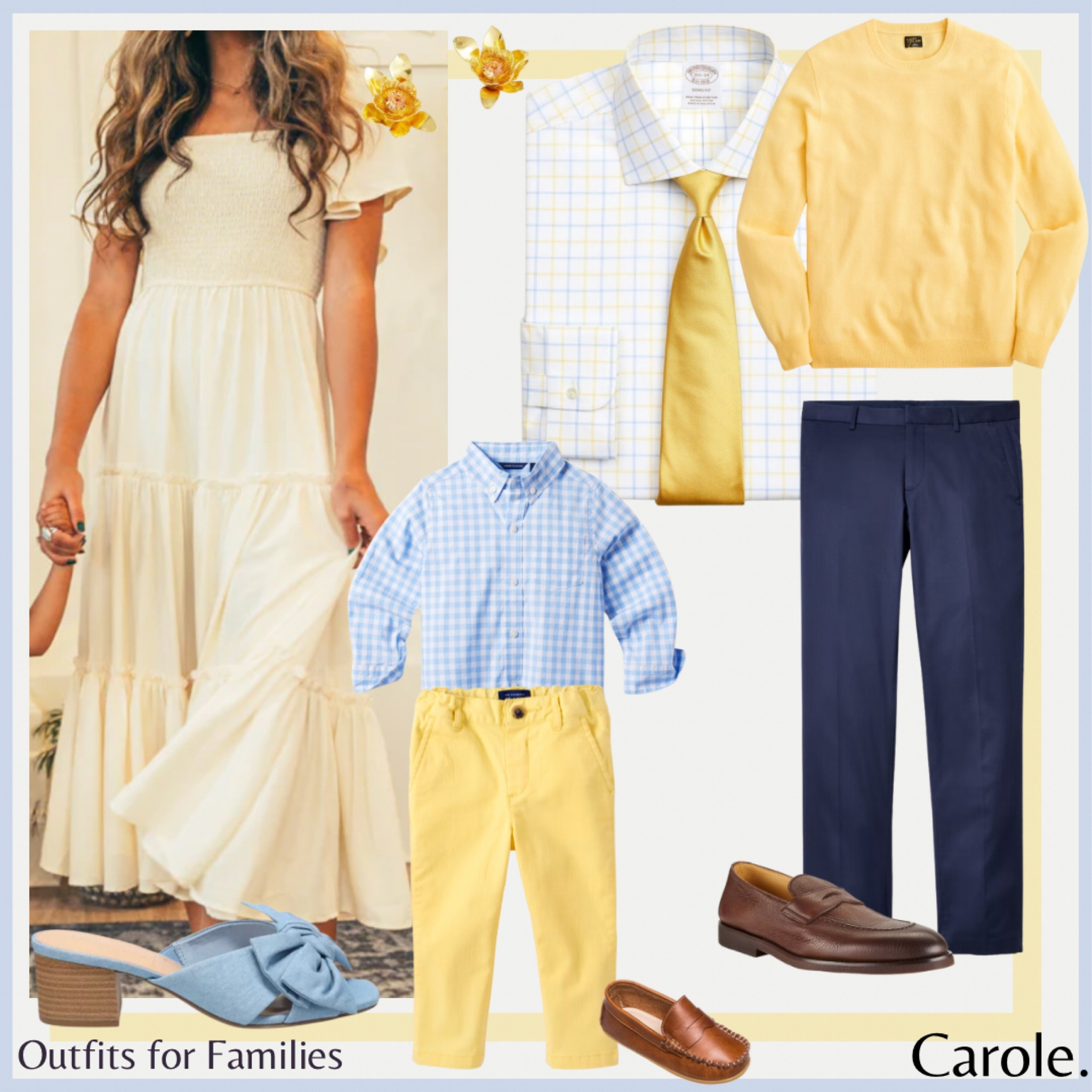 A follower asked for help styling this dress for #familyphotos and I think this is a great #familyEasterOutfits idea! I am going to share a lot of versions, starting here with the most formal. The little boy could wear a blazer; the husband could wear a navy suit instead of the yellow cashmere. Please disregard the tie!

#LTKmens #LTKkids #LTKfamily