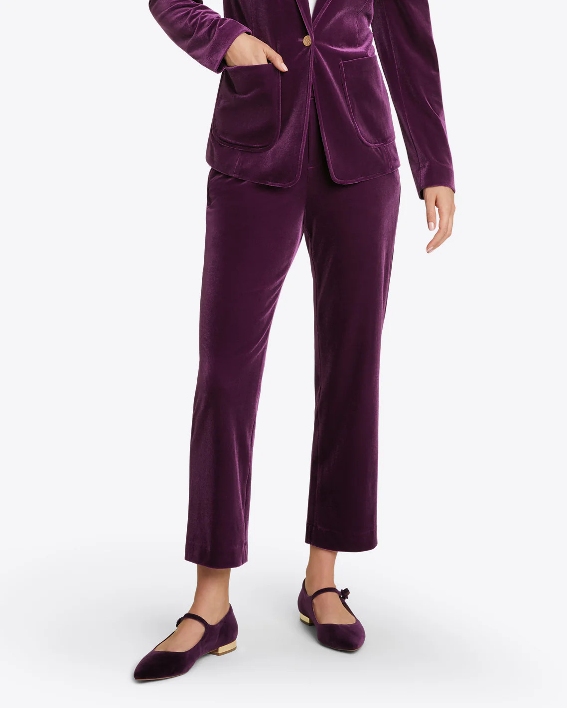 Straight Leg Pants in Plum Velvet | Draper James (US)