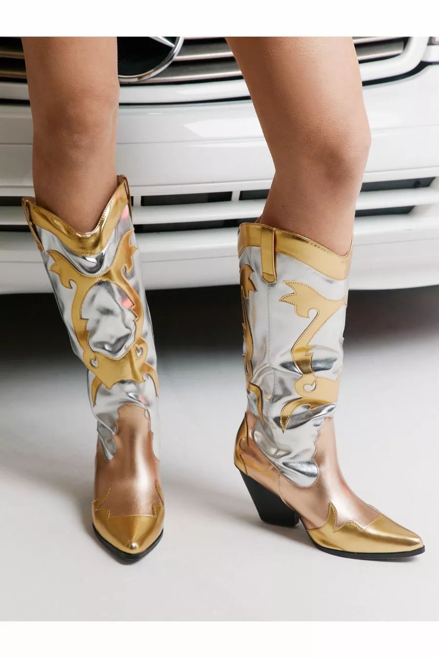 Muticolor Metallic Cowboy Boots | Nasty Gal US